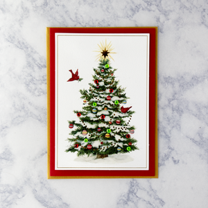 Illustrated Snowy Tree Christmas Card