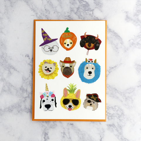 Illustrated Spooky Pups Halloween Card
