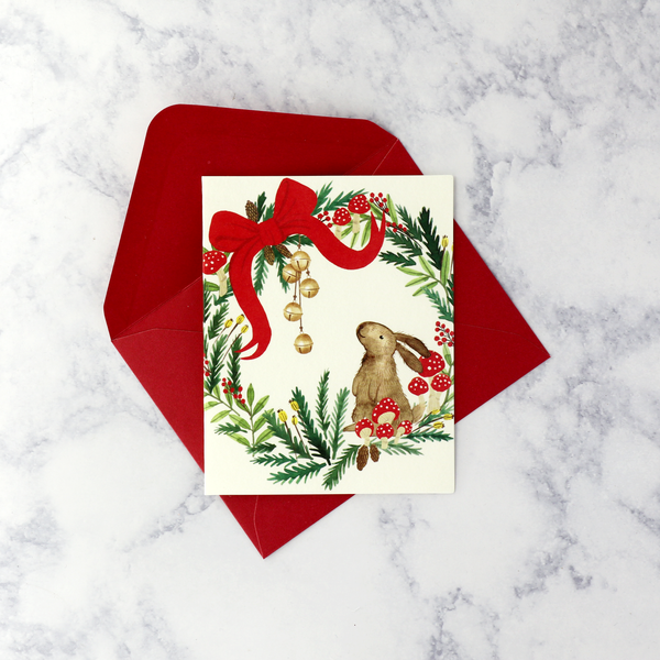 Illustrated Critter Wreath Holiday Boxed Cards (Set of 20)