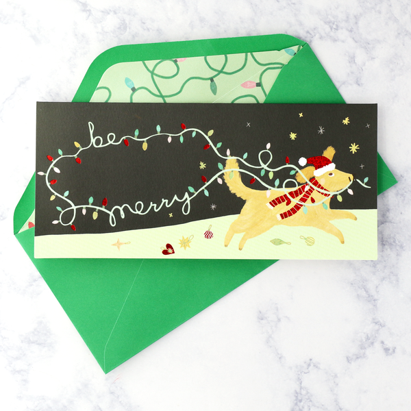 Illustrated Dog & Lights Holiday Boxed Cards (Set of 16)