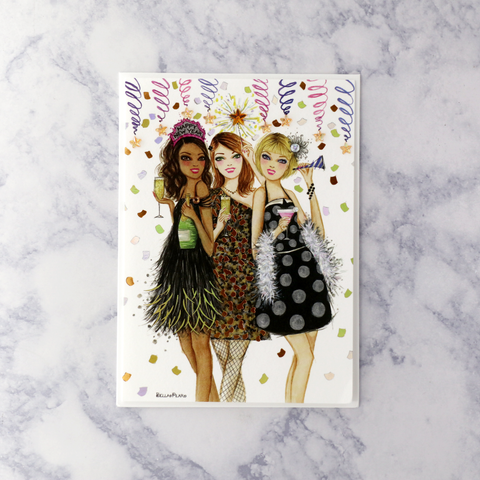 Illustrated Fashion Girls New Year’s Card