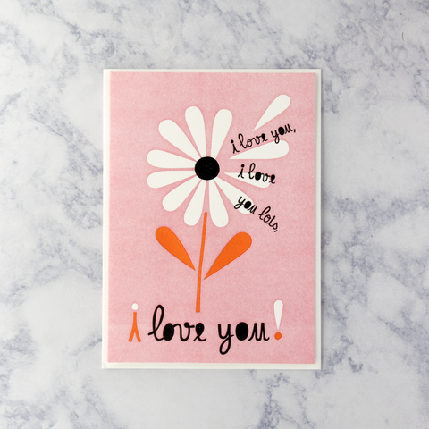 Letterpress Illustrated “I Love You” Flower Valentine’s Day Card
