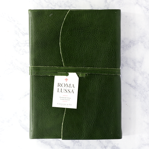 Handmade Italian Dark Green Unlined Leather Journal (Roma Lussa)