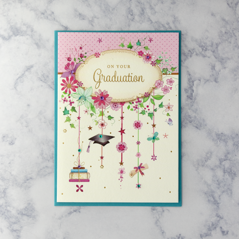 Ivy Flowers & Icons Graduation Card