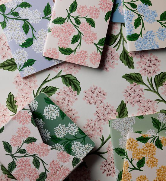 Pink Hydrangea Ruled Pocket Notebook (Set of 8)