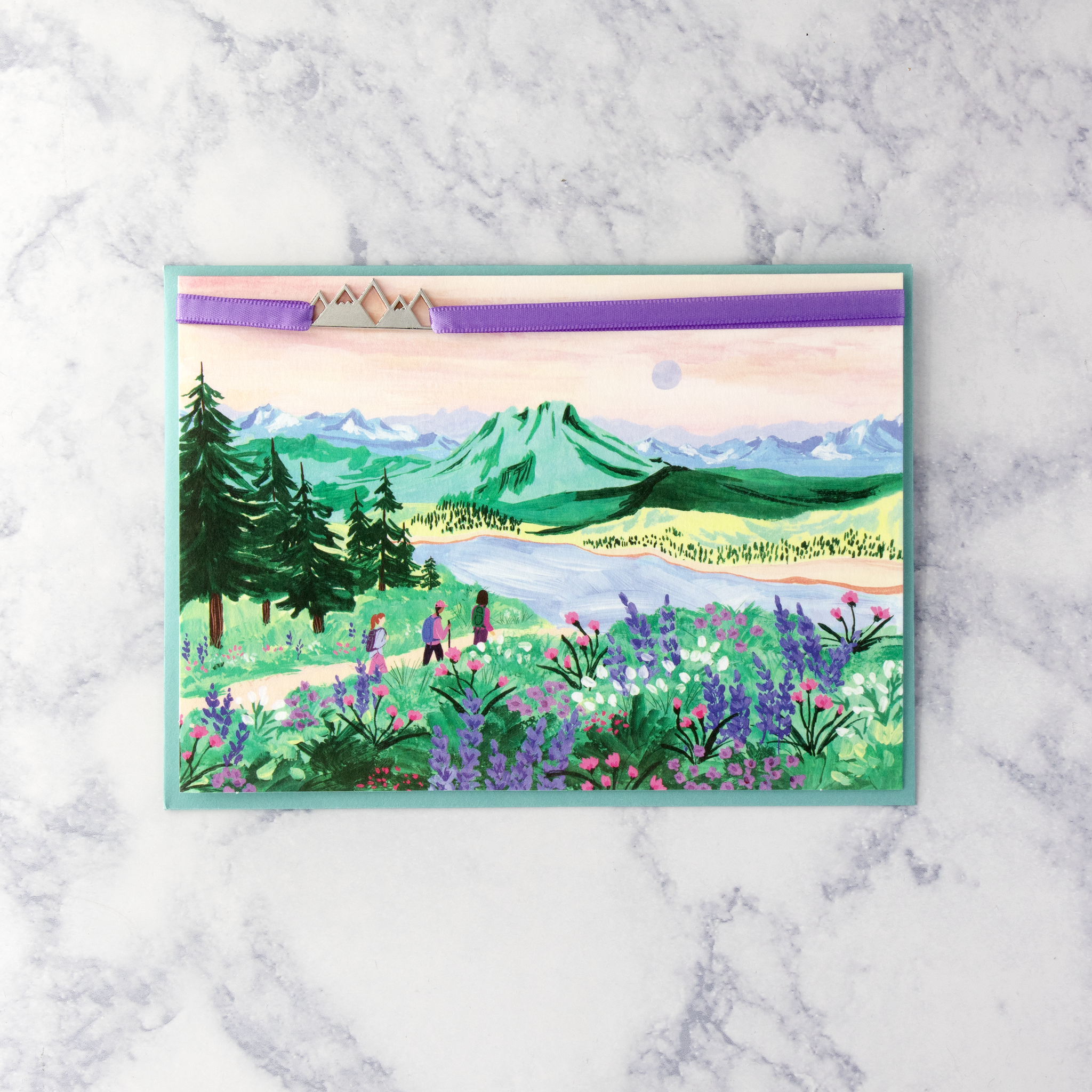 Landscape With Hikers Birthday Card