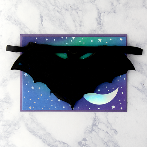 Hangable Laser-Cut Bat Banner Halloween Card