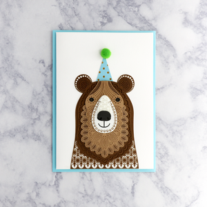 Laser-Cut Bear With Hat Birthday Card