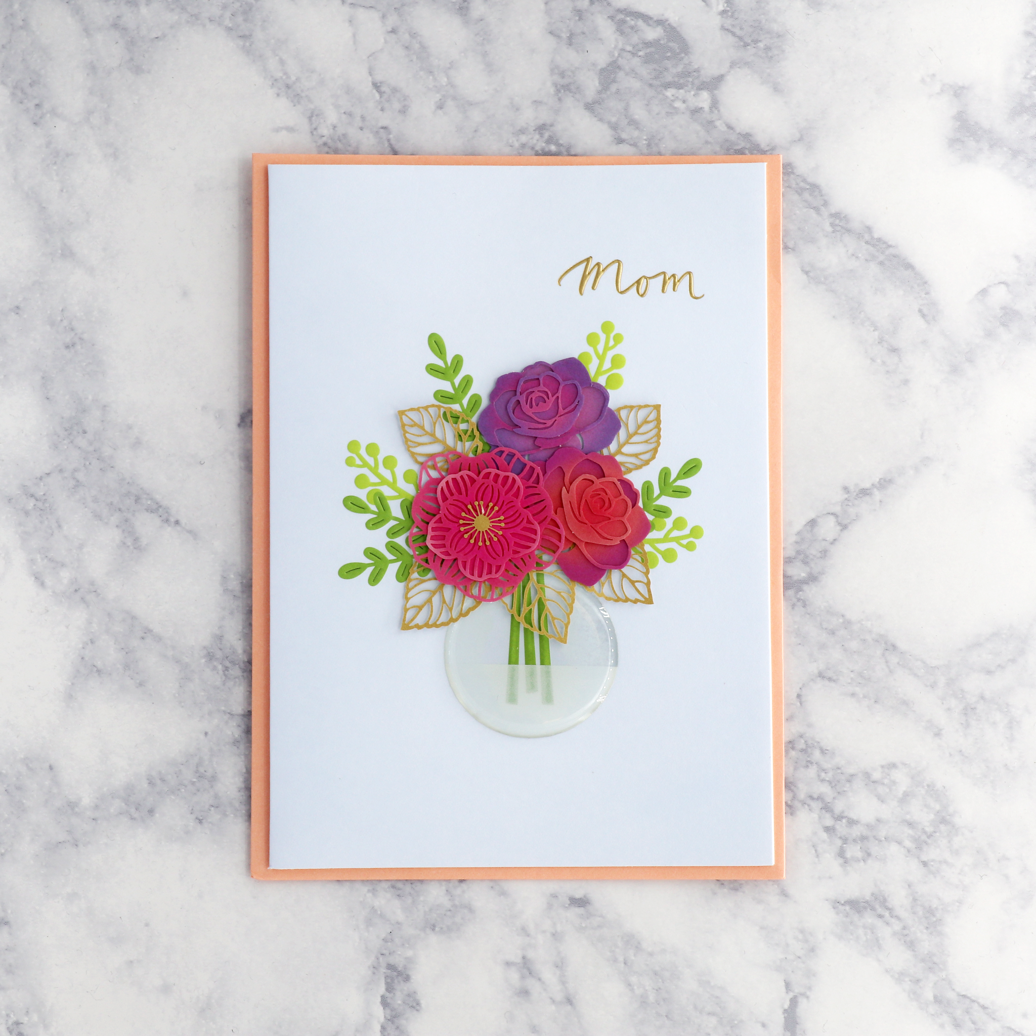 Laser-Cut Bouquet Birthday Card (Mom)