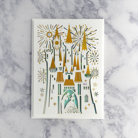 Laser-Cut Cinderella Castle Wedding Card