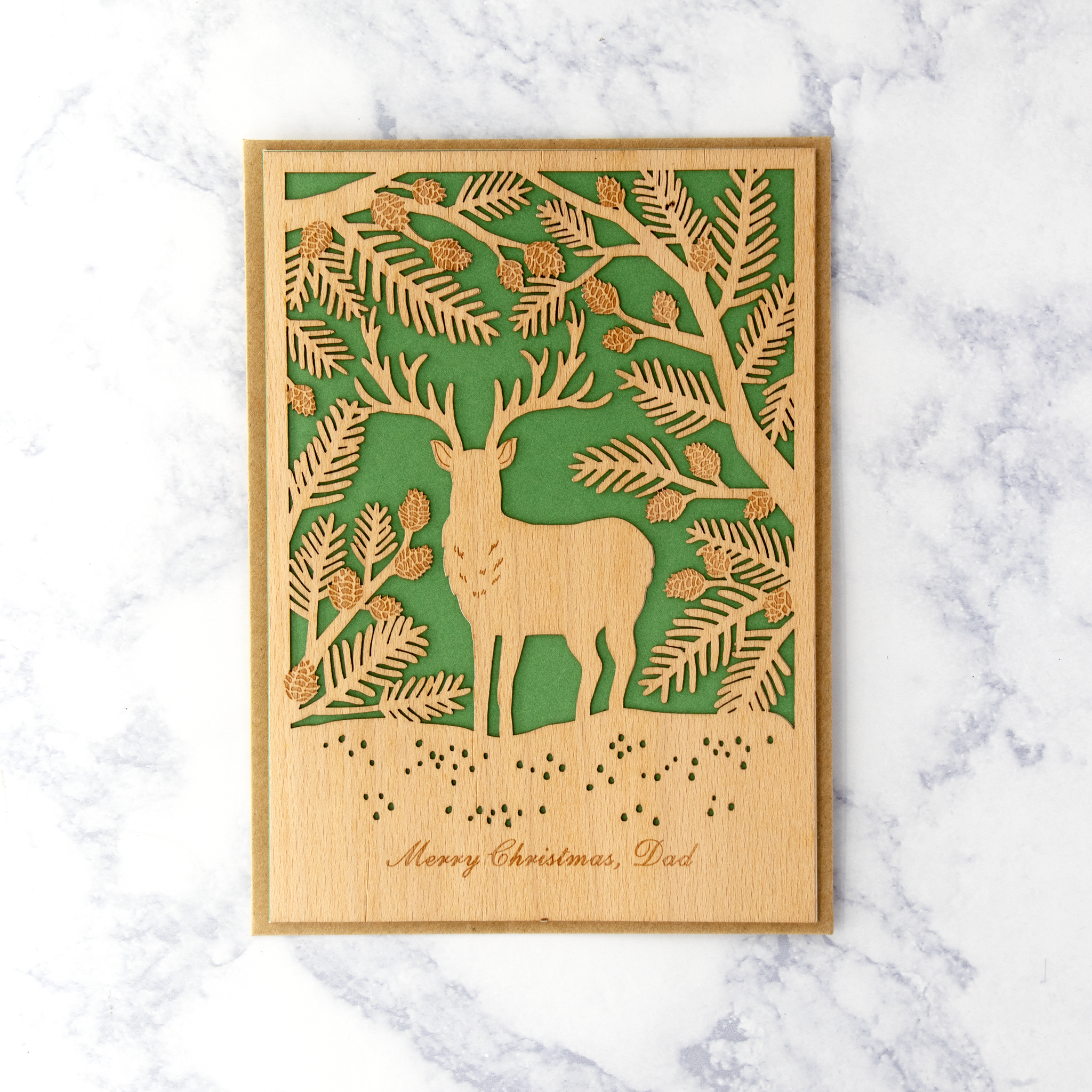 Laser-Cut Deer Christmas Card (Dad)