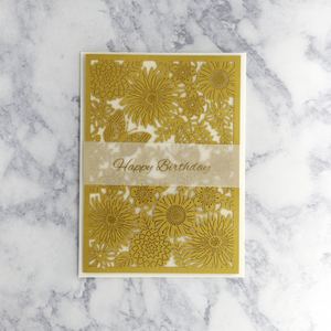 Laser-Cut Gold Floral Birthday Card