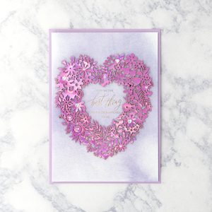 Laser-Cut Iridescent Heart Valentine’s Day Card