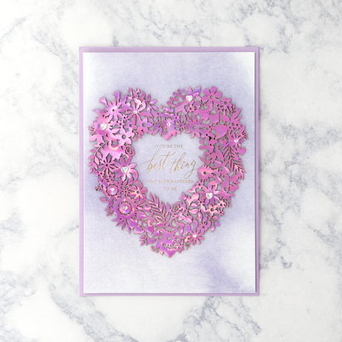 Laser-Cut Iridescent Heart Valentine’s Day Card