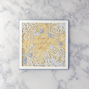 Laser-Cut Layered Floral Wedding Card