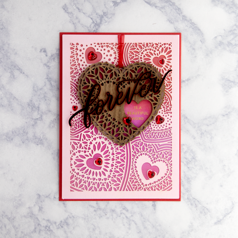 Laser-Cut Layered Heart Valentine's Day Card