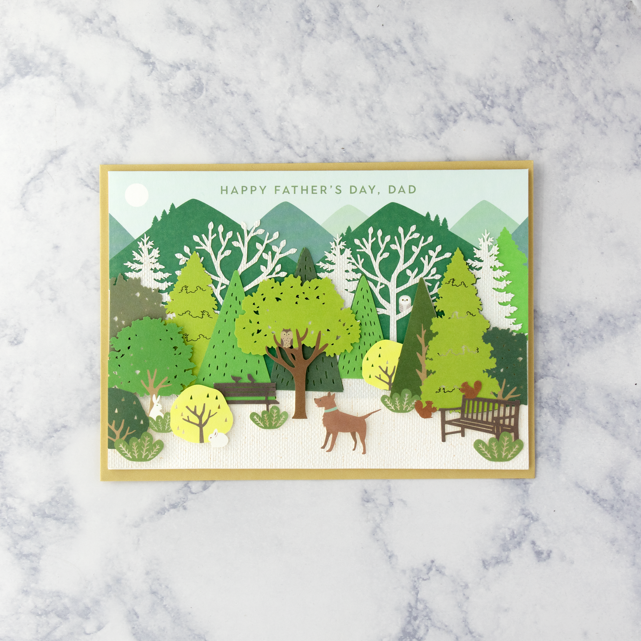 Laser-Cut Park Scene Father's Day Card (Dad)