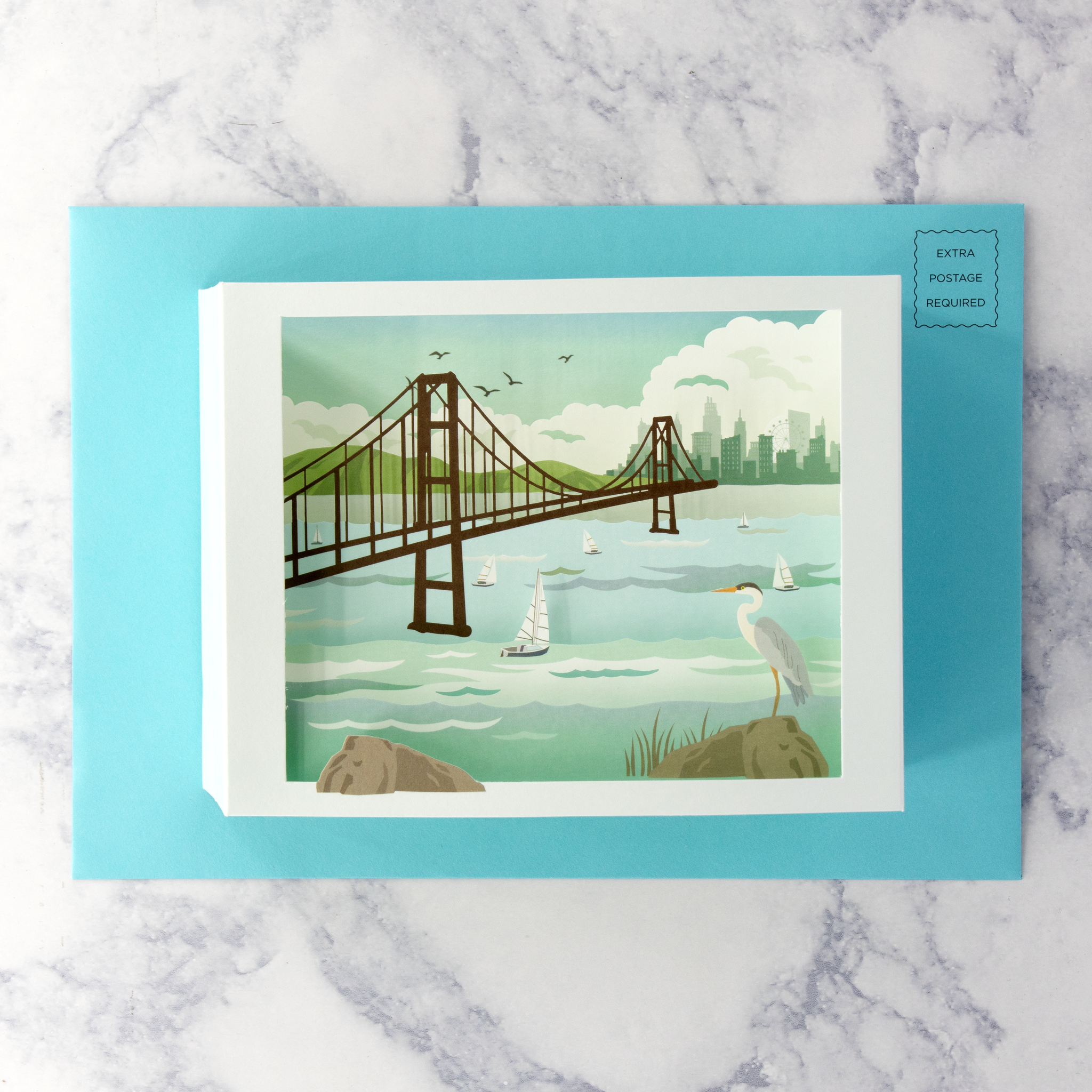 Laser-Cut San Francisco Bridge Shadowbox Blank Card