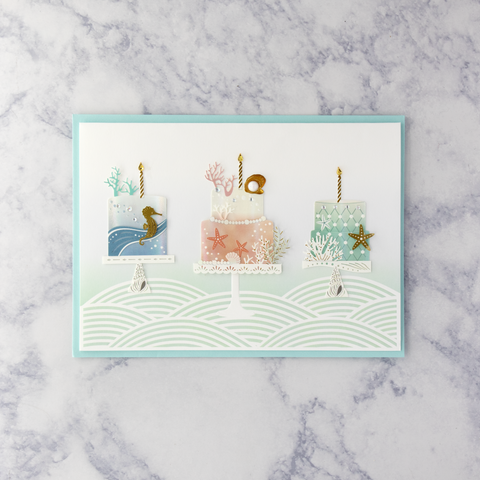 Laser-Cut Sea Life Cakes Birthday Card