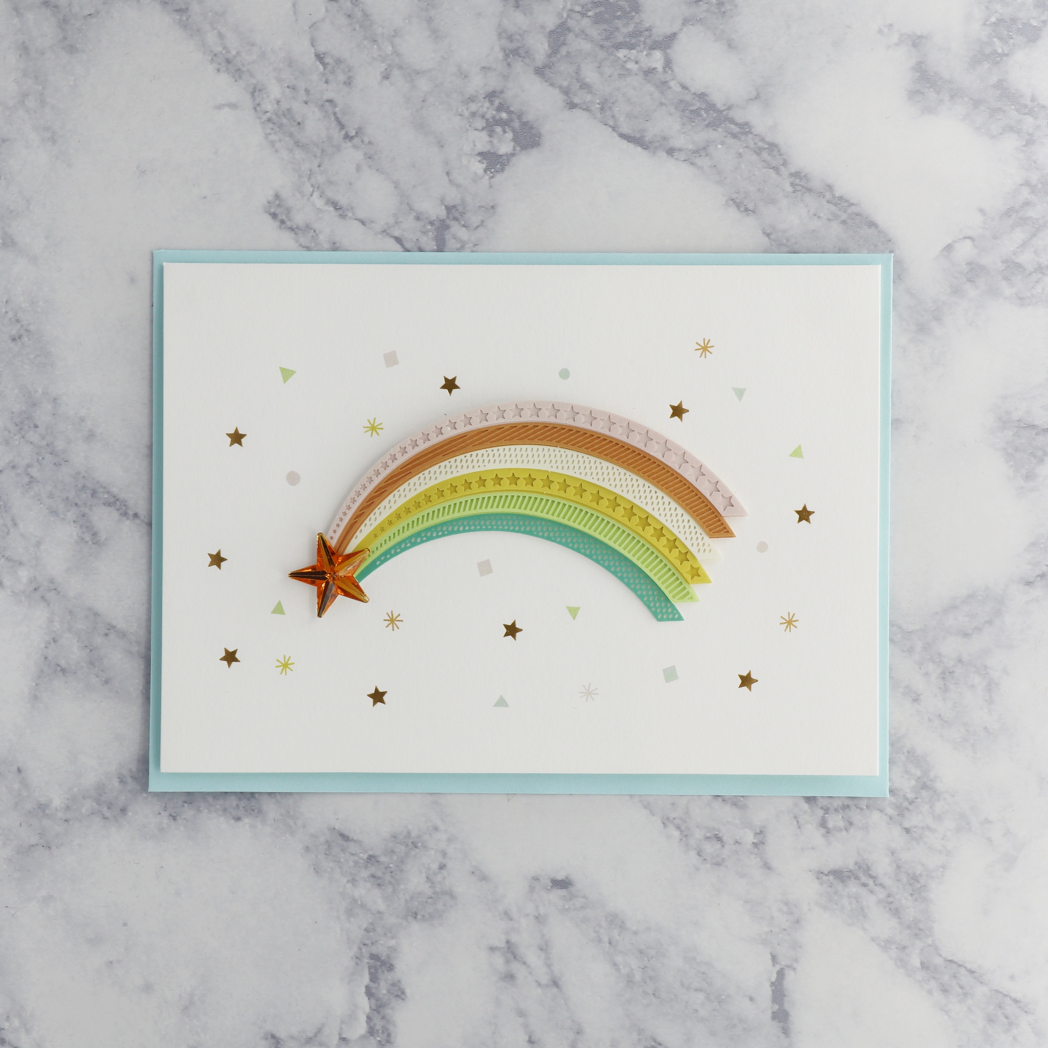 Laser-Cut Shooting Star Rainbow Birthday Card