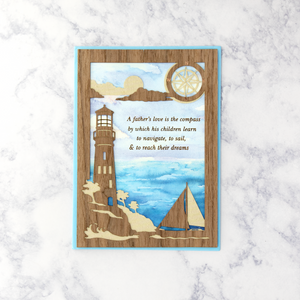 Laser-Cut Wooden Lighthouse Father's Day Card