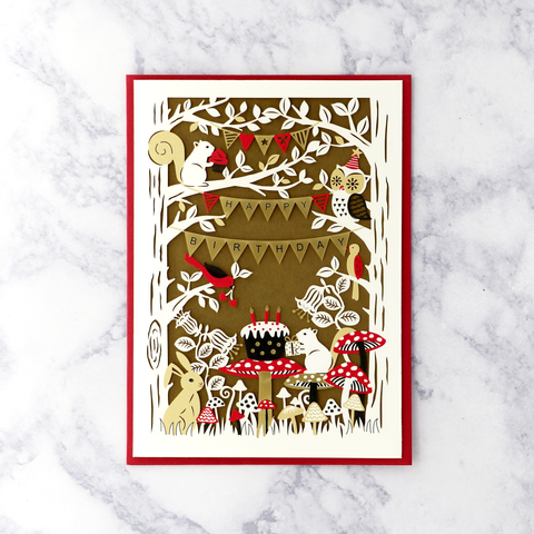Laser-Cut Woodland Birthday Card