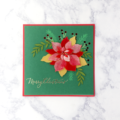 Handmade Layered Fancy Poinsettia Christmas Card