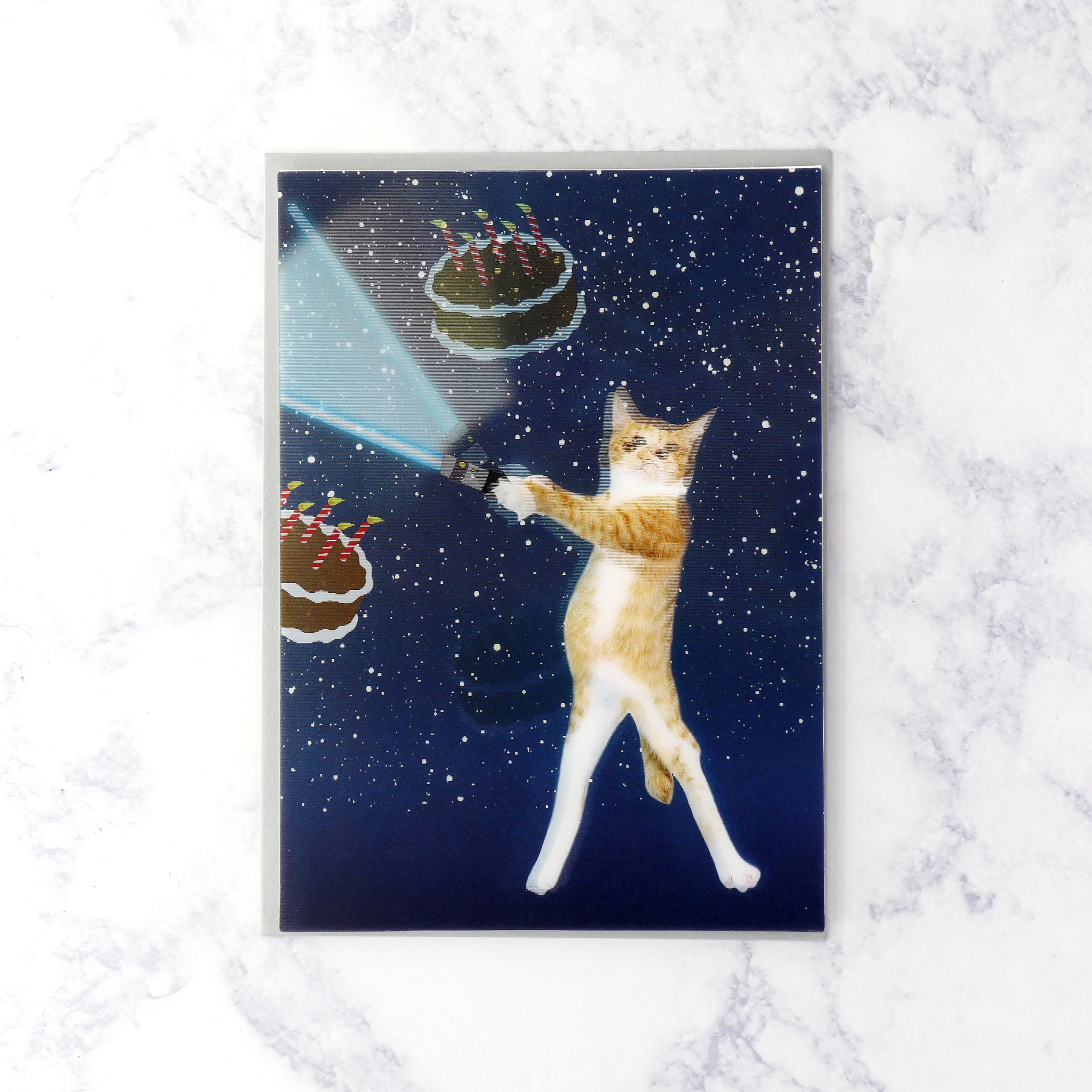 Lenticular Jedi Cat Birthday Card