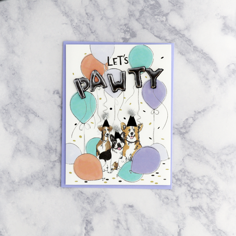 “Let’s Pawty” Corgi Birthday Card