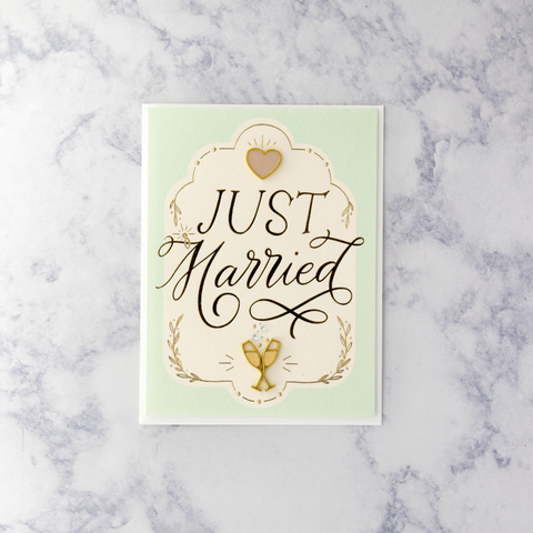 Lettering "Just Married" Wedding Card