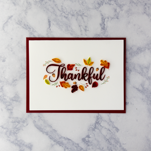 Handmade Lettering & Leaves Quilling Thanksgiving Card