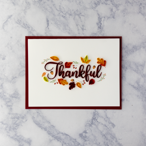 Handmade Lettering & Leaves Quilling Thanksgiving Card