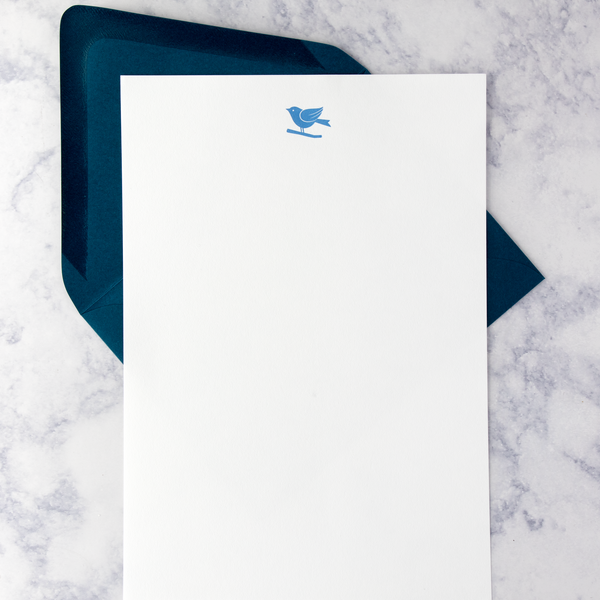 Letterpress Bluebird Writing Sheets (Set of 12)