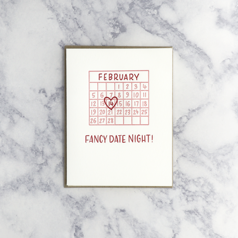 Letterpress Fancy Date Night  Valentine’s Day Card