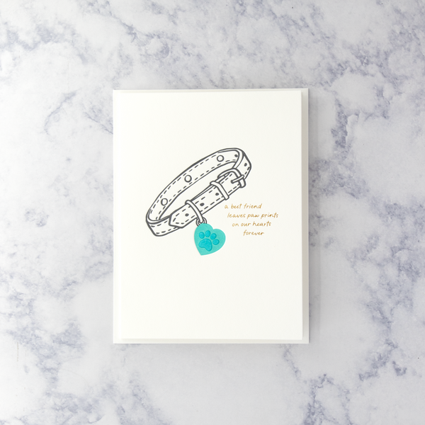 Letterpress Collar With Heart Sympathy Card (Pet)