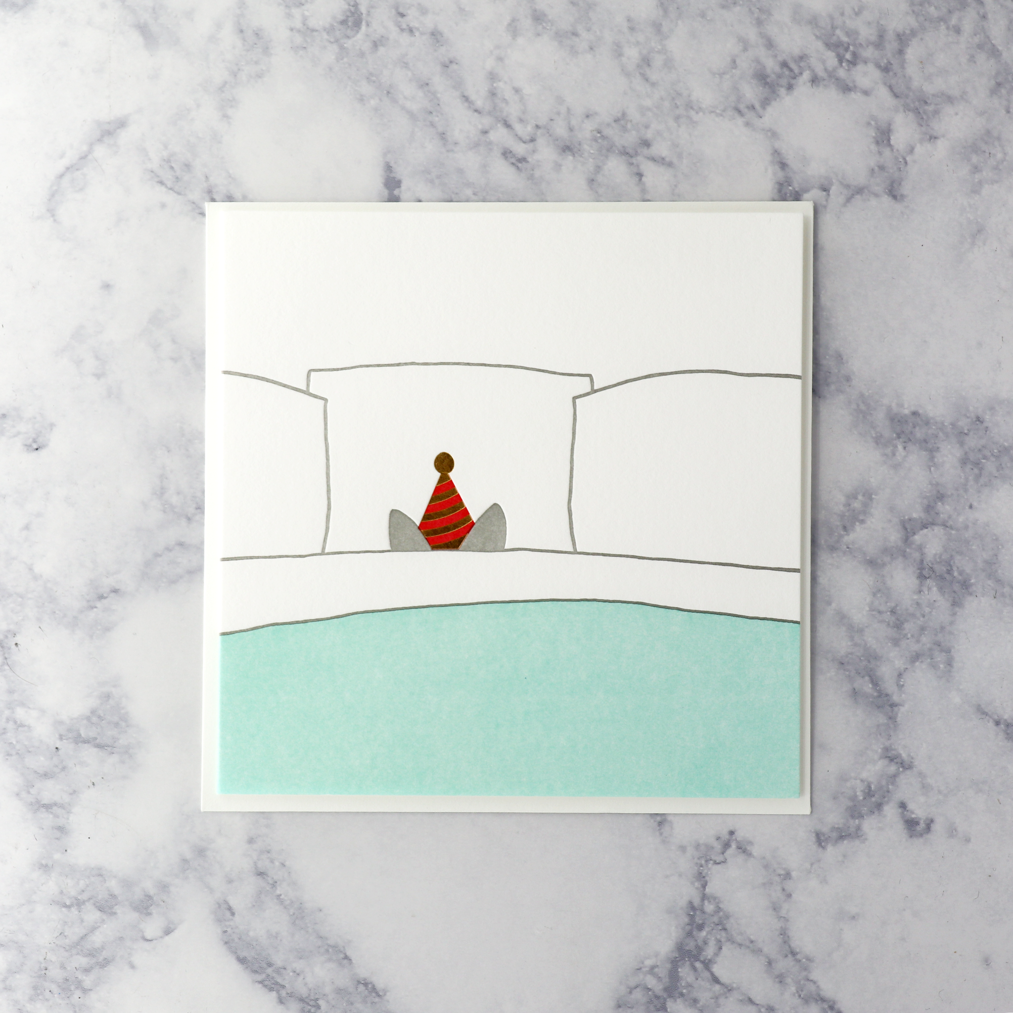 Letterpress Dog In Bed Birthday Card