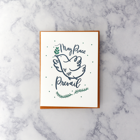 Letterpress Dove "May Peace Prevail" Christmas Card
