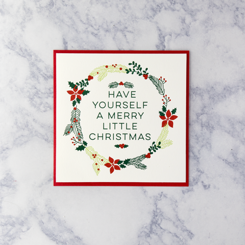 Letterpress Festive Wreath Christmas Card