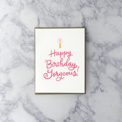 Letterpress "Gorgeous" Birthday Card