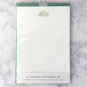 Letterpress Green Sprouting Plants Writing Sheets (Set of 12)