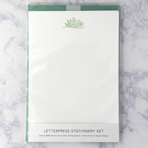 Letterpress Green Sprouting Plants Writing Sheets (Set of 12)