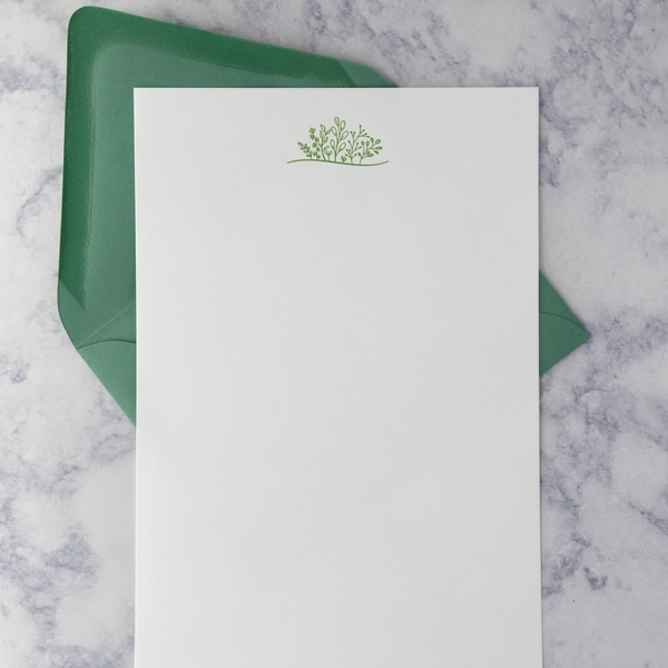 Letterpress Green Sprouting Plants Writing Sheets (Set of 12)