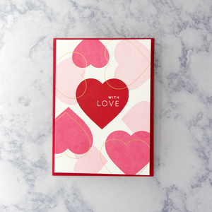 Letterpress Overlapping Hearts Valentine’s Day Card