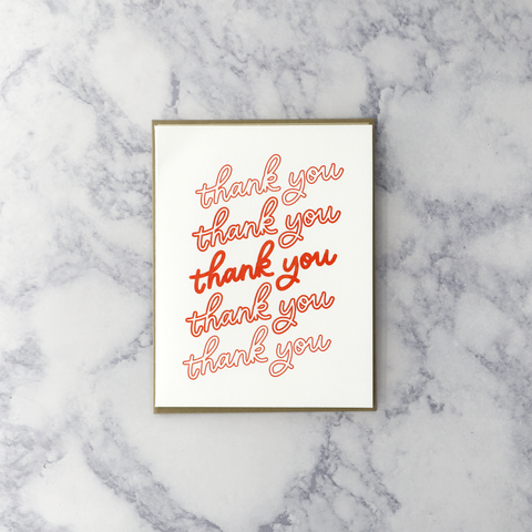 Letterpress Red Cursive Thank You Card