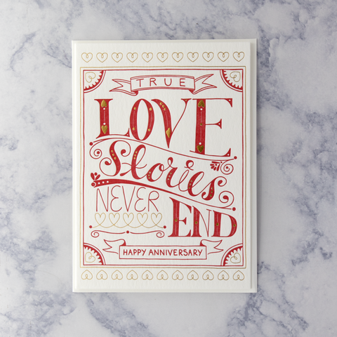 Letterpress True Love Stories Anniversary Card