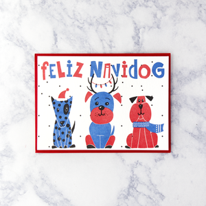 Letterpress “Feliz Navidog” Christmas Card