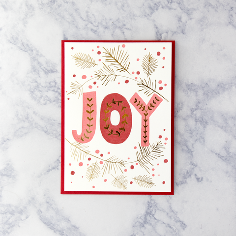 Letterpress "Joy" Lettering Christmas Card