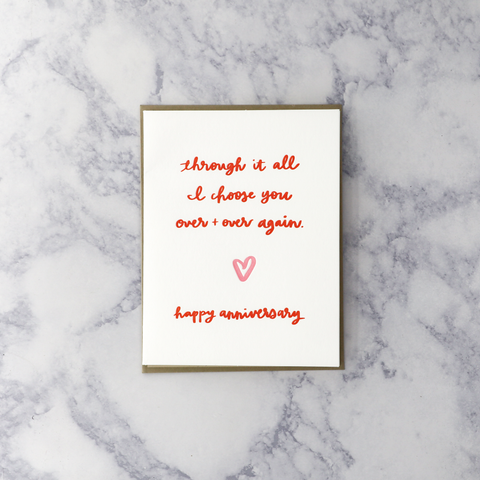 Letterpress “Through It All” Anniversary Card