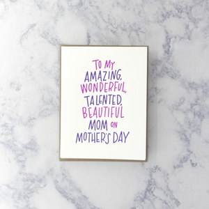 Letterpress "To My Amazing Mom" Mother's Day Card