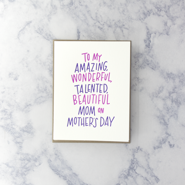 Letterpress "To My Amazing Mom" Mother's Day Card